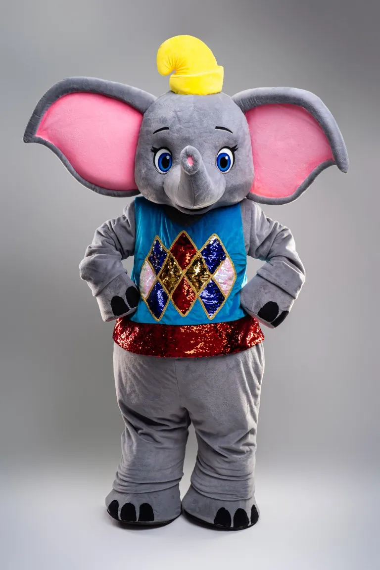 inchiriere mascota Dumbo Elefant Seeria Events, mascotă adorabilă inspirată din povestea Disney pentru petreceri pentru cei mici