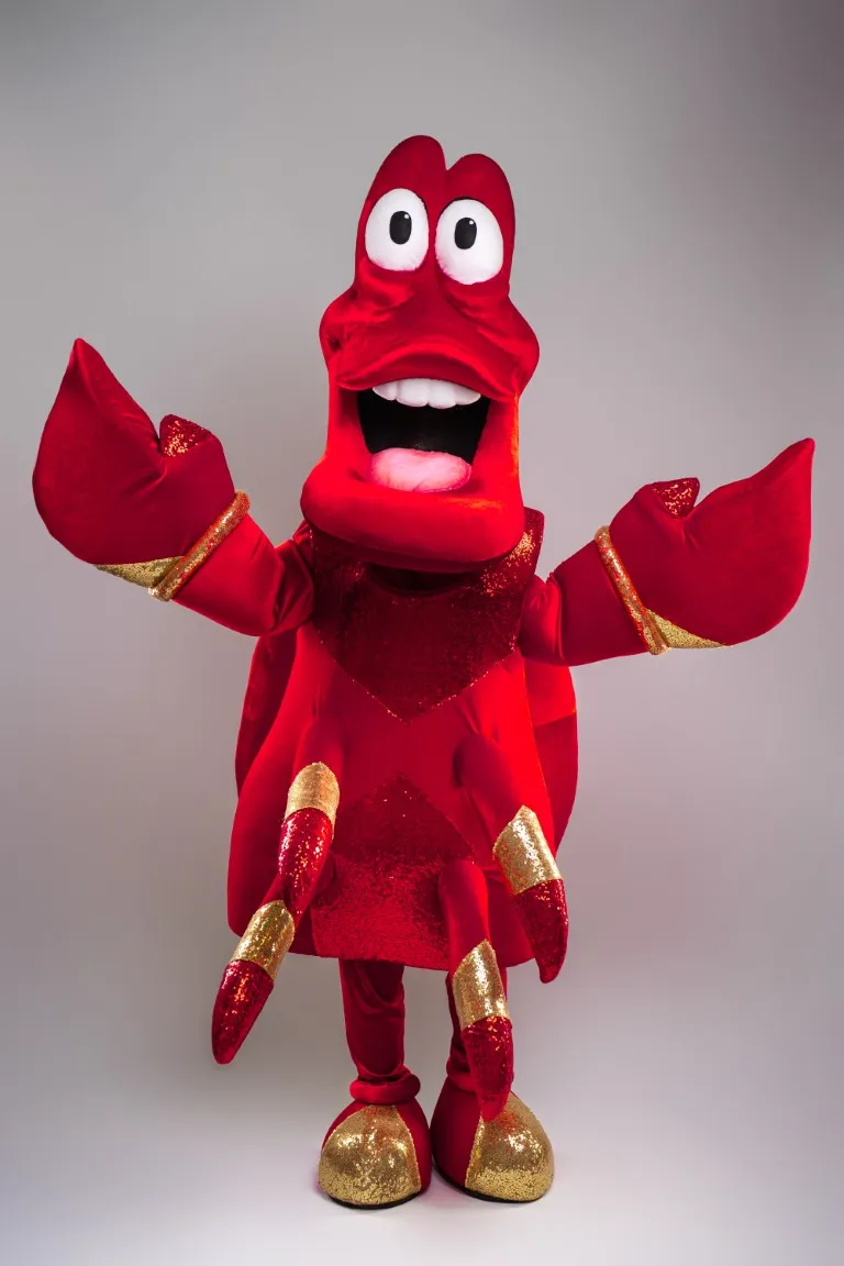 inchiriere mascota Rac Mica Sirenă Seeria Events, costum amuzant inspirat din personajul Sebastian pentru petreceri tematice subacvatice