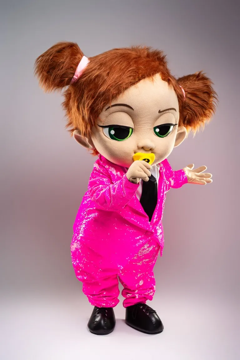 inchiriere mascota Baby Boss fată Seeria Events, costum roz elegant pentru petreceri tematice și evenimente pentru copii