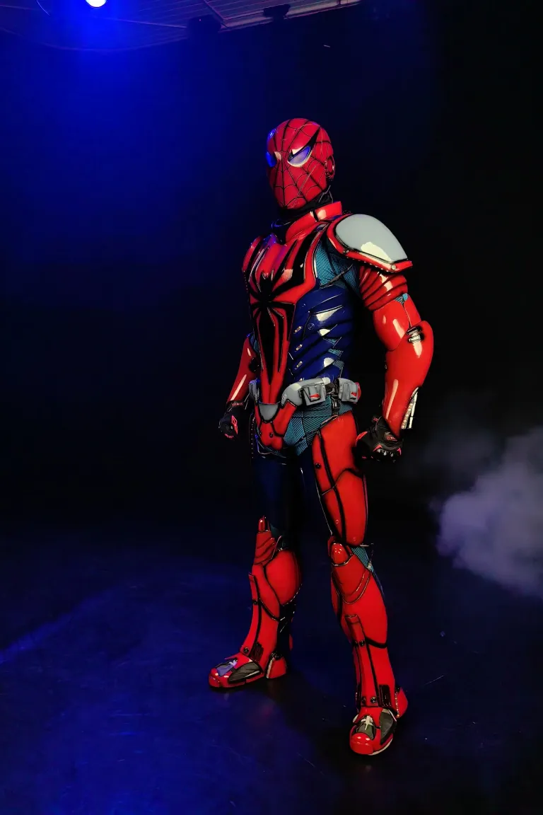 mascota robot Spider-Man Seeria Events, supererou mecanizat cu lumini LED pentru petreceri copii